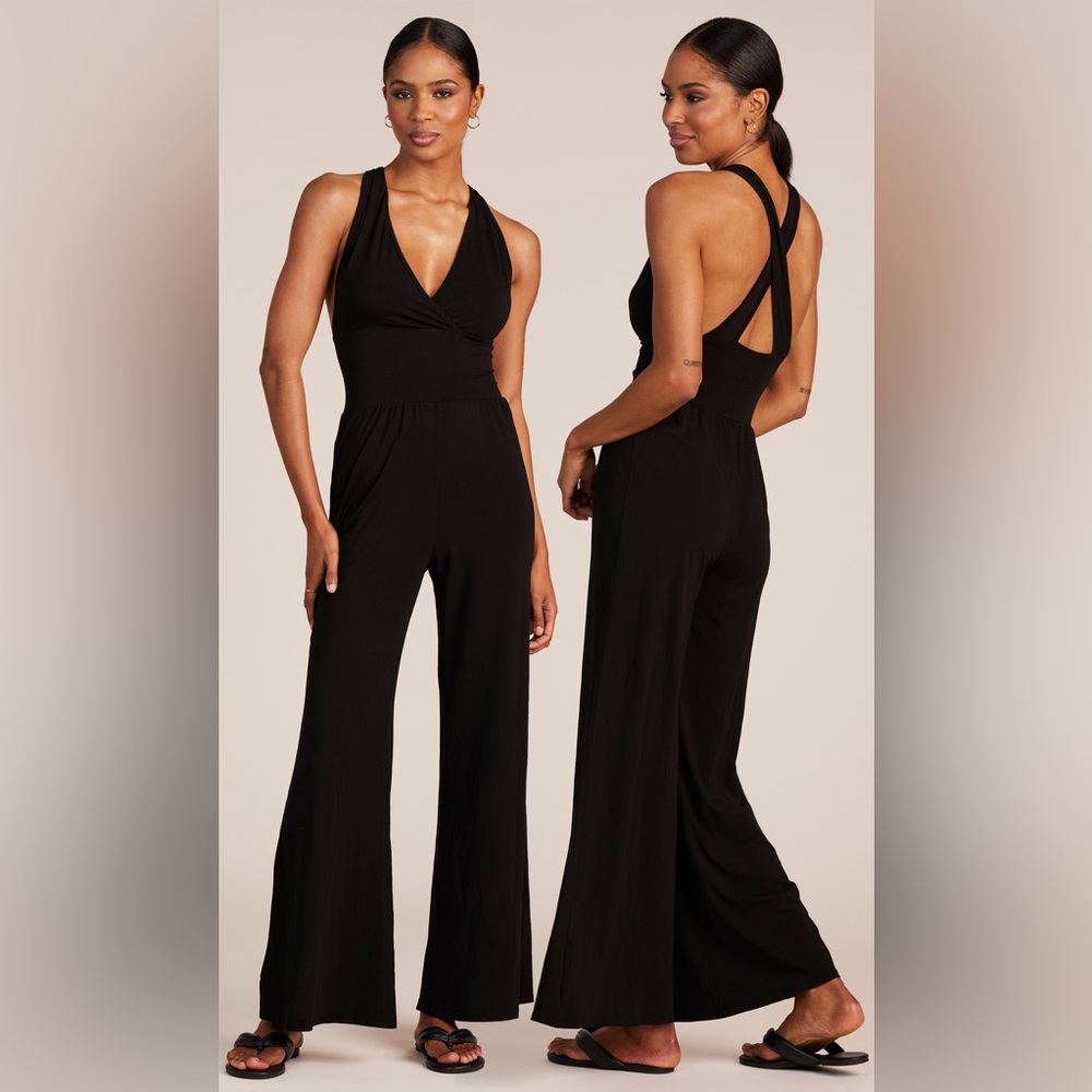 Bobi Black Cross-Back Wide Leg Jumpsuit - Picture 12 of 12
